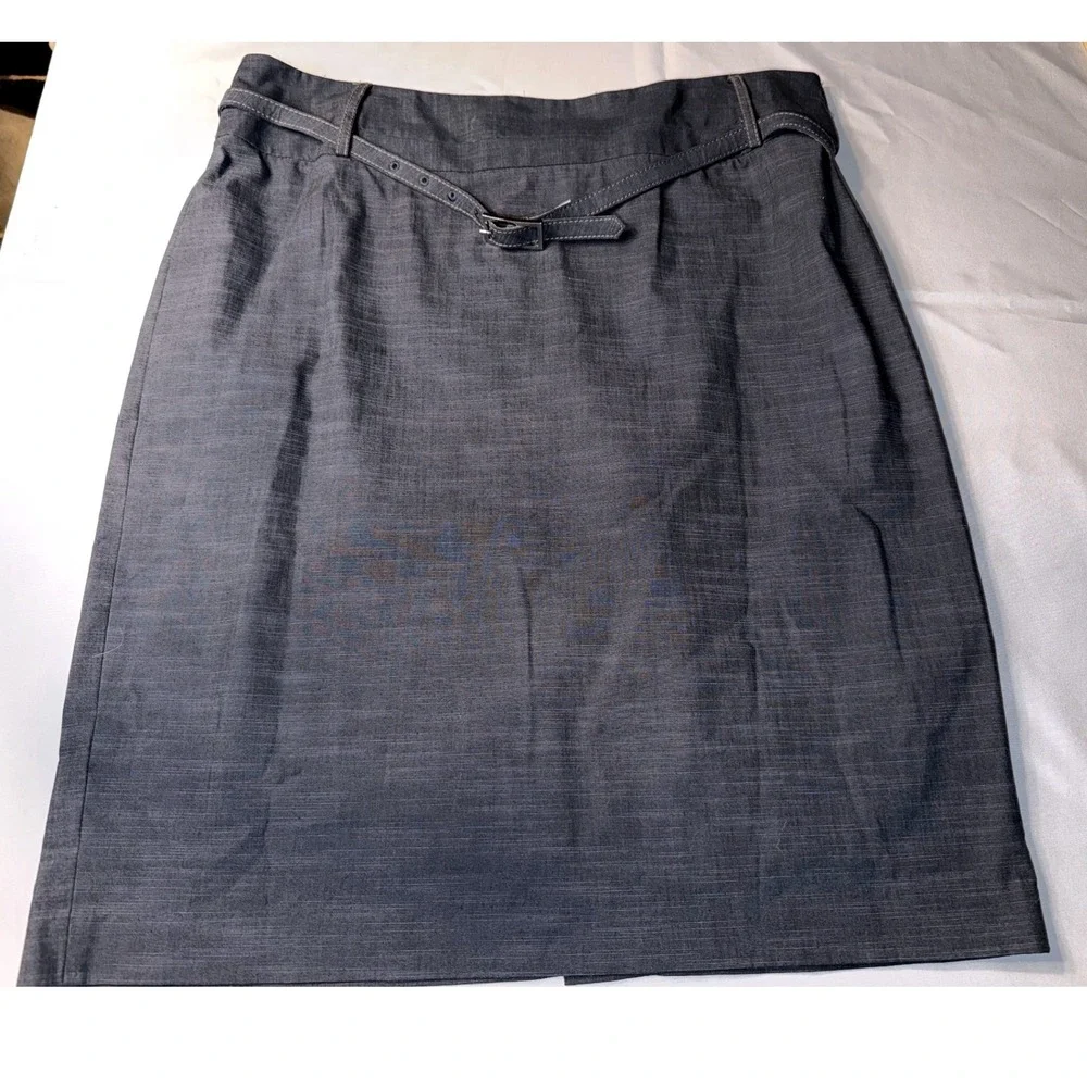 Rafaella‎ Gray Belted Pencil Skirt Size 16 Office Chic Quiet Luxury WorkWear